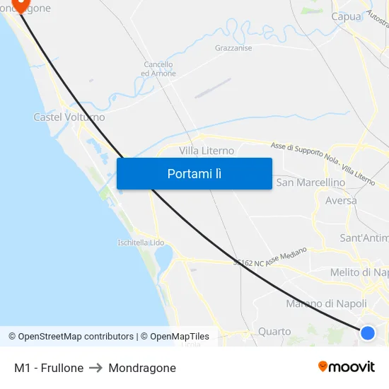 M1 - Frullone to Mondragone map