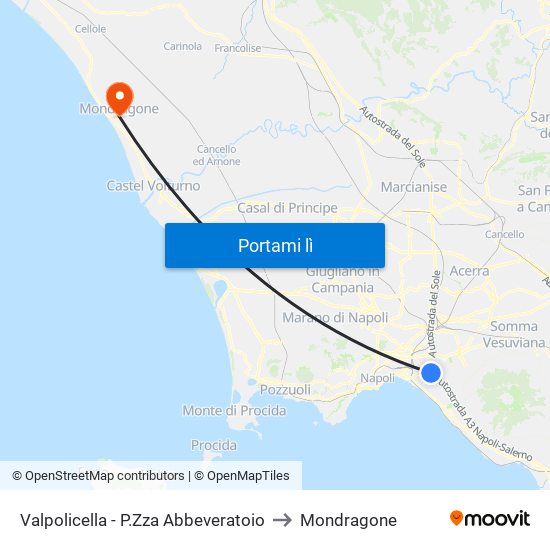 Valpolicella - P.Zza Abbeveratoio to Mondragone map