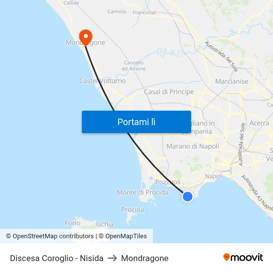 Discesa Coroglio - Nisida to Mondragone map