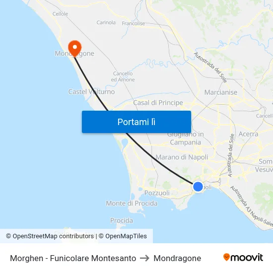 Morghen - Funicolare Montesanto to Mondragone map