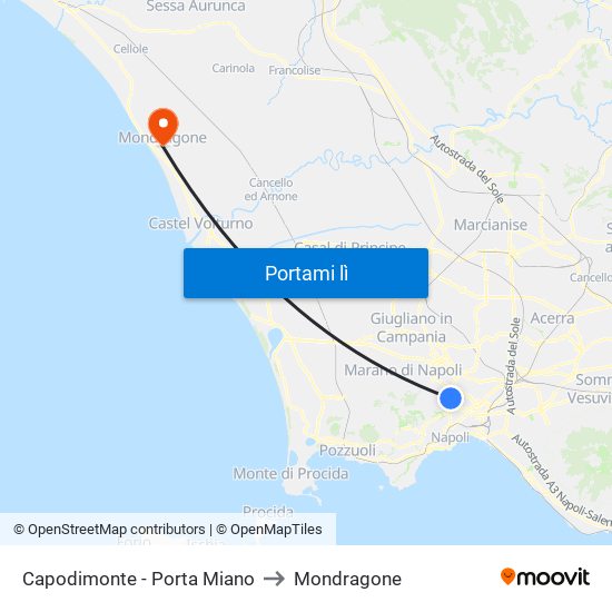 Capodimonte - Porta Miano to Mondragone map