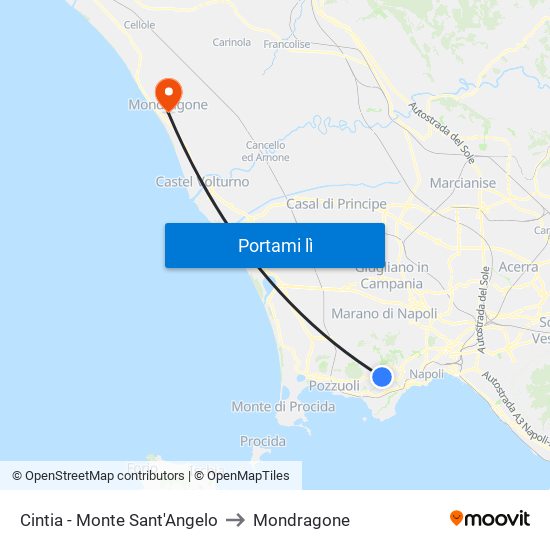 Cintia - Monte Sant'Angelo to Mondragone map