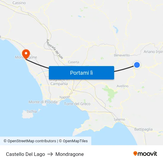 Castello Del Lago to Mondragone map