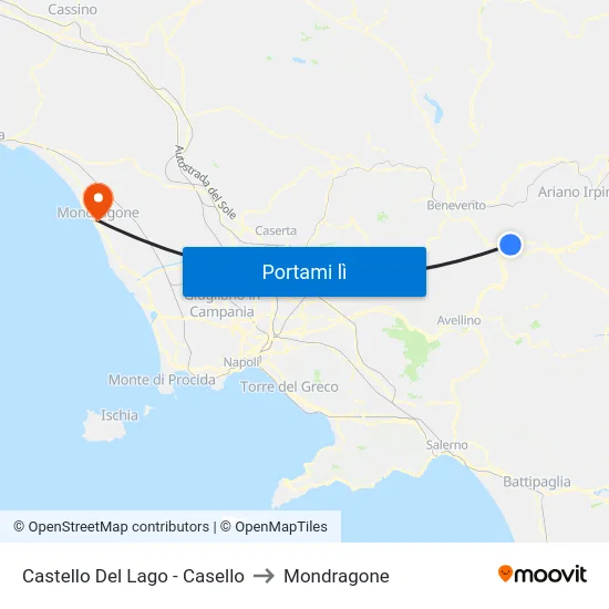 Castello Del Lago - Casello to Mondragone map