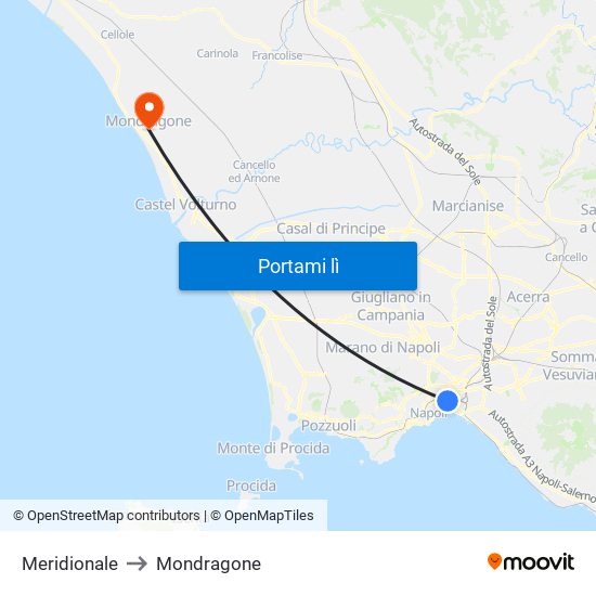 Meridionale to Mondragone map