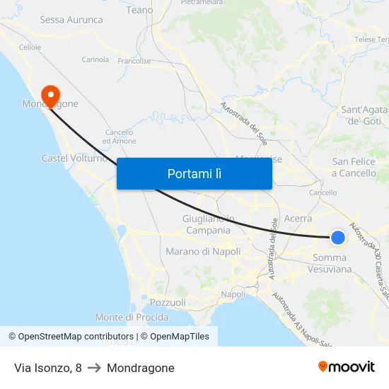 Via Isonzo, 8 to Mondragone map