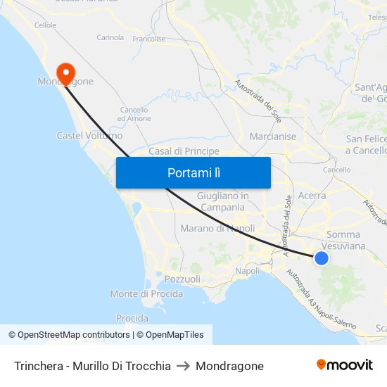 Trinchera - Murillo Di Trocchia to Mondragone map