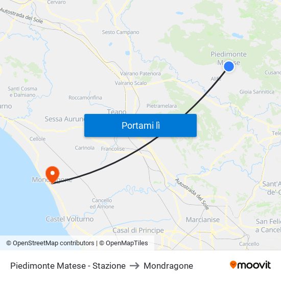 Piedimonte Matese - Stazione to Mondragone map