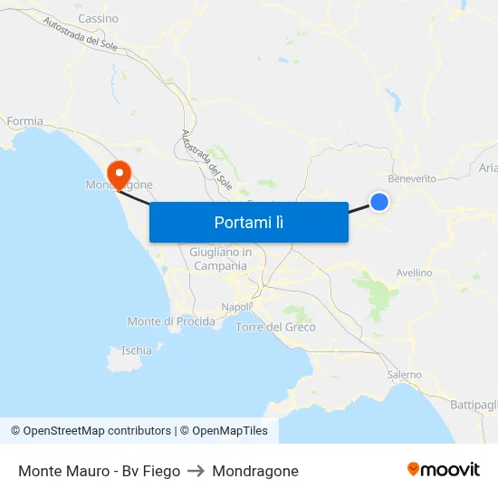 Monte Mauro - Bv Fiego to Mondragone map
