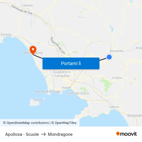 Apollosa - Scuole to Mondragone map