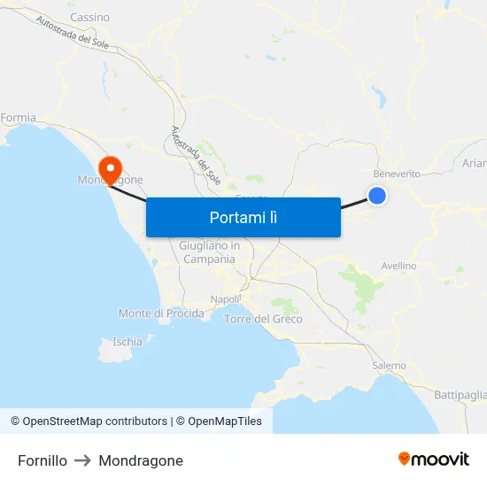 Fornillo to Mondragone map