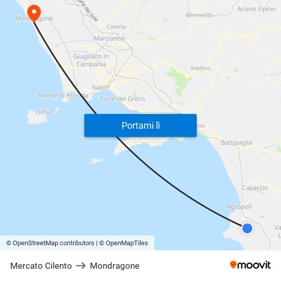 Mercato Cilento to Mondragone map