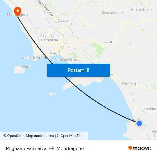 Prignano Farmacia to Mondragone map