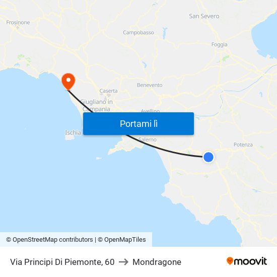 Via Principi Di Piemonte, 60 to Mondragone map