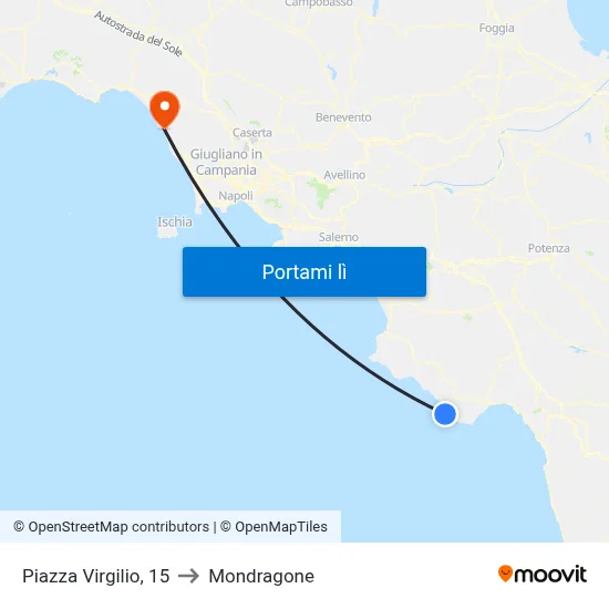 Piazza Virgilio, 15 to Mondragone map