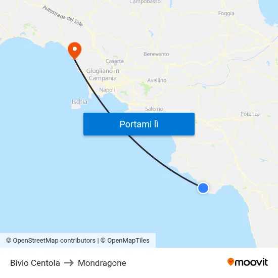 Bivio Centola to Mondragone map
