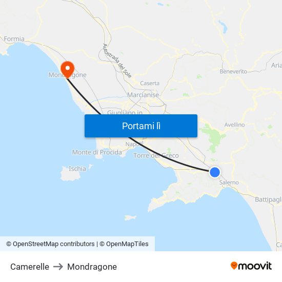 Camerelle to Mondragone map