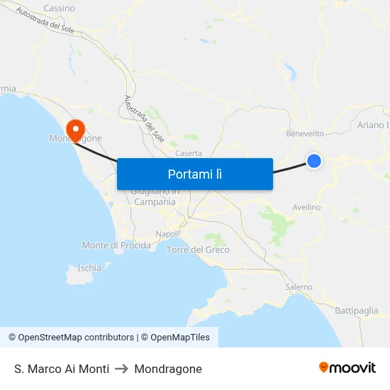S. Marco Ai Monti to Mondragone map