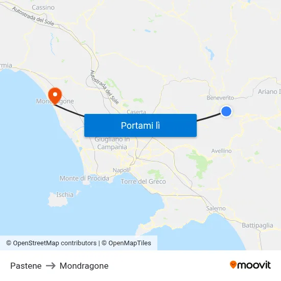Pastene to Mondragone map