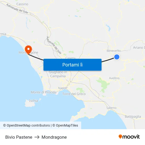 Bivio Pastene to Mondragone map