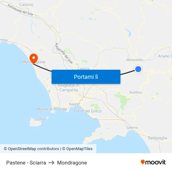 Pastene - Sciarra to Mondragone map