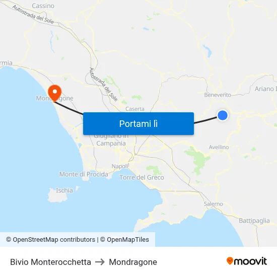 Bivio Monterocchetta to Mondragone map