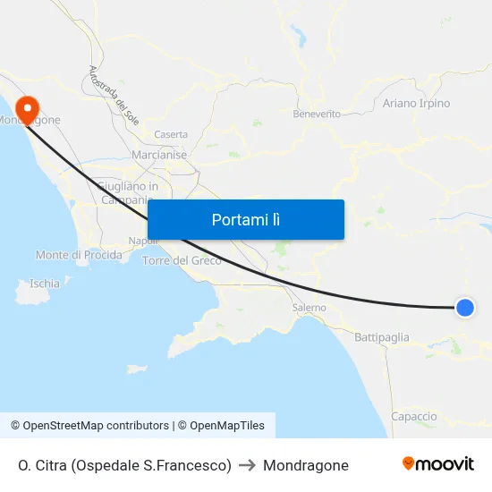 O. Citra (Ospedale S.Francesco) to Mondragone map