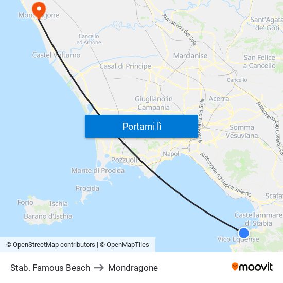 Stab. Famous Beach to Mondragone map