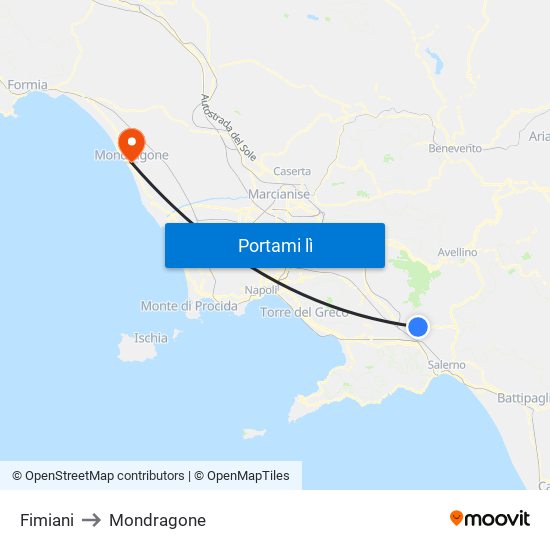 Fimiani to Mondragone map