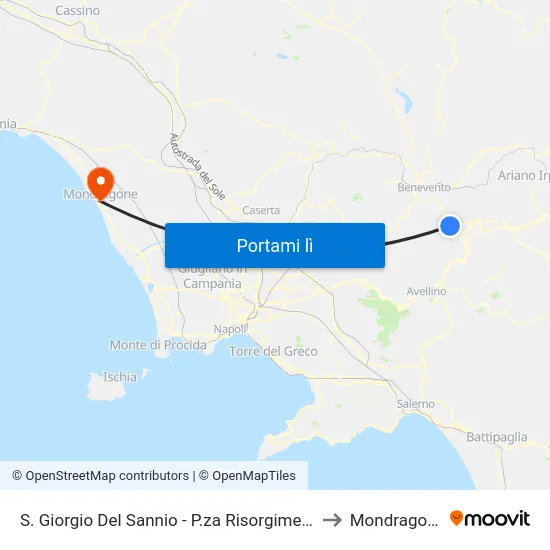S. Giorgio Del Sannio - P.za Risorgimento to Mondragone map