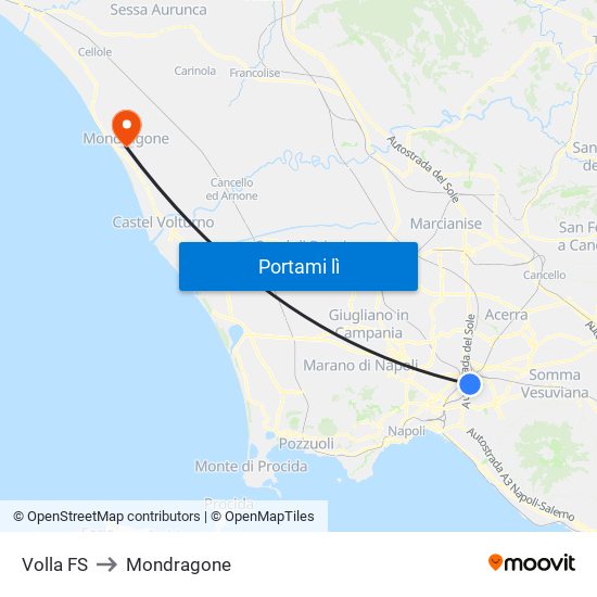 Volla FS to Mondragone map