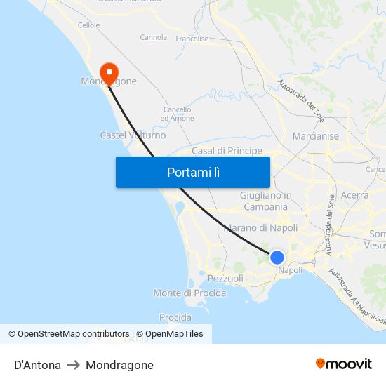 D'Antona to Mondragone map