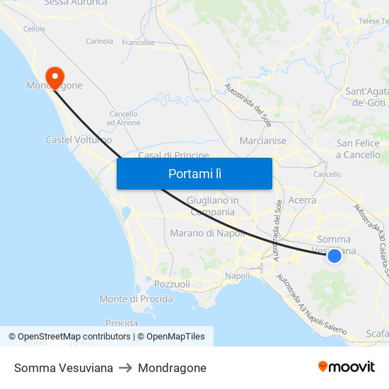 Somma Vesuviana to Mondragone map