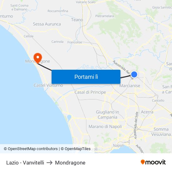 Lazio - Vanvitelli to Mondragone map