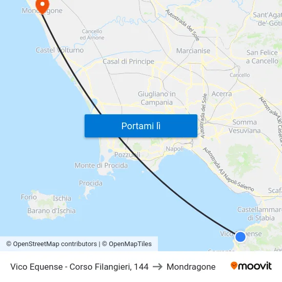 Vico Equense - Corso Filangieri, 144 to Mondragone map