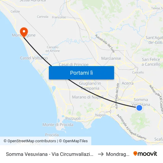 Somma Vesuviana - Via Circumvallazione,120 to Mondragone map