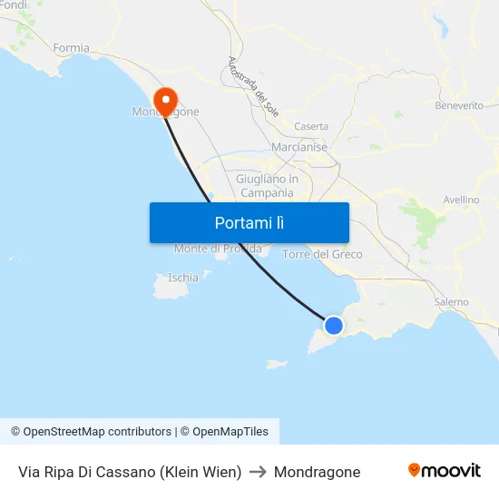 Via Ripa Di Cassano (Klein Wien) to Mondragone map