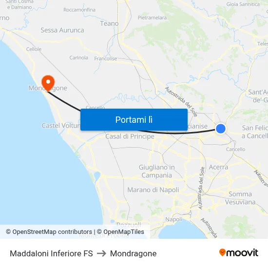 Maddaloni Inferiore FS to Mondragone map
