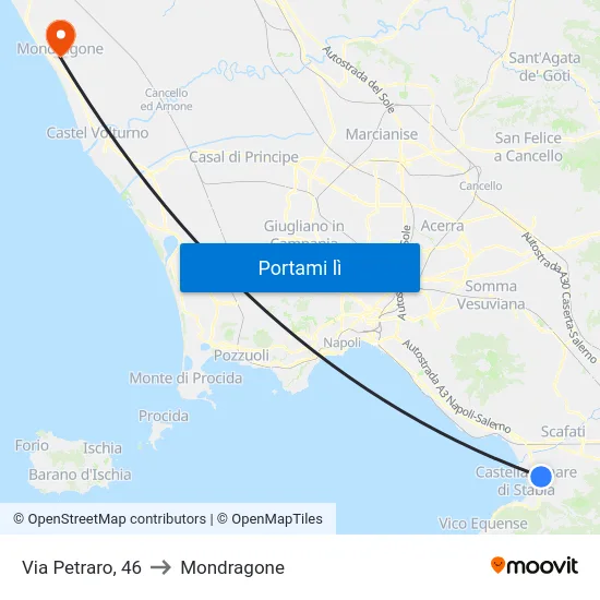 Via Petraro, 46 to Mondragone map