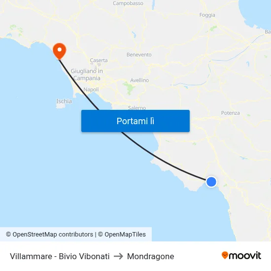 Villammare - Bivio Vibonati to Mondragone map