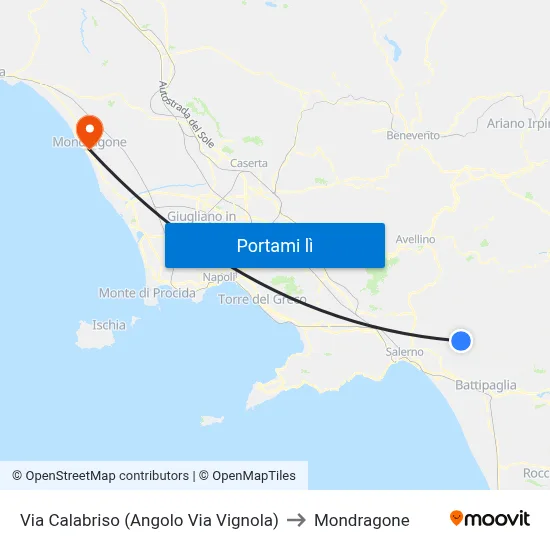 Via Calabriso (Angolo Via Vignola) to Mondragone map