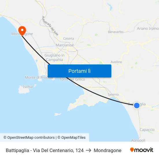 Battipaglia - Via Del Centenario, 124 to Mondragone map