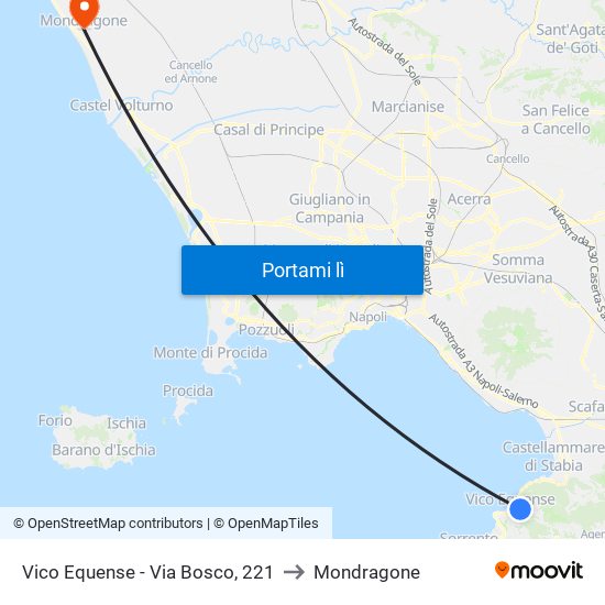 Vico Equense - Via Bosco, 221 to Mondragone map