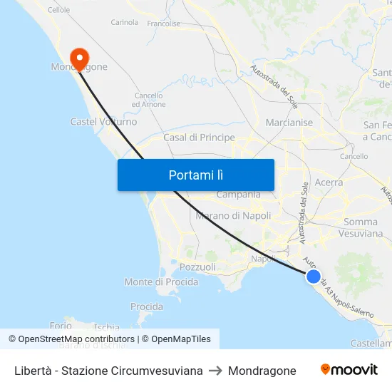 Libertà - Stazione Circumvesuviana to Mondragone map