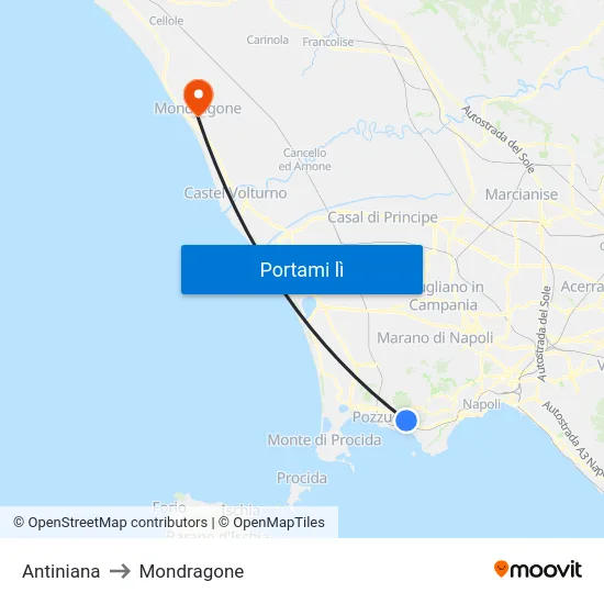 Antiniana to Mondragone map