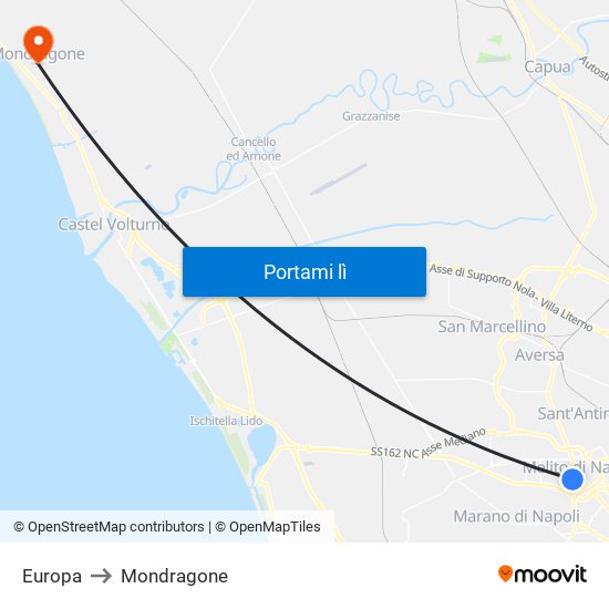 Europa to Mondragone map