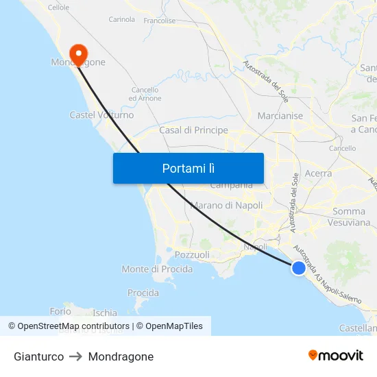 Gianturco to Mondragone map