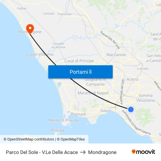 Parco Del Sole - V.Le Delle Acace to Mondragone map