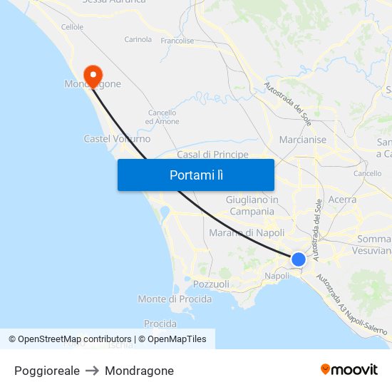 Poggioreale to Mondragone map