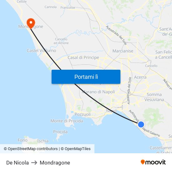 De Nicola to Mondragone map